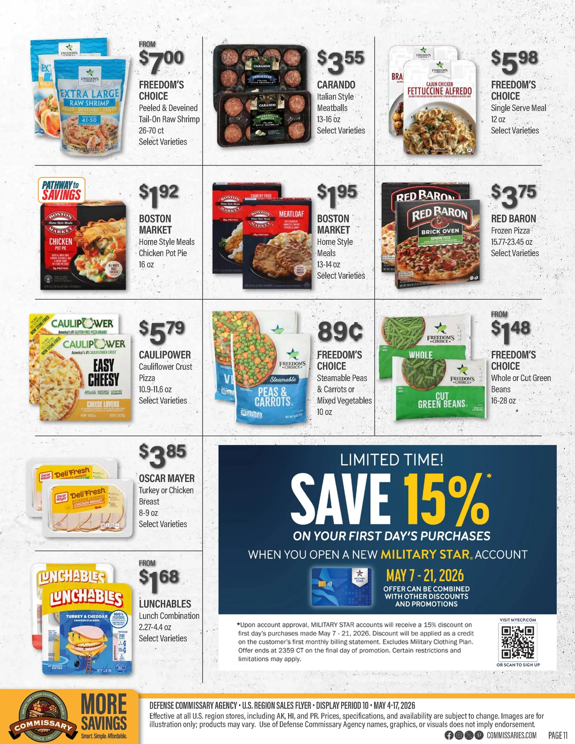 Weekly promotion Commissary Sales spanning from May 4 to May 17 2026 - Page 11 for Catalogue 365
