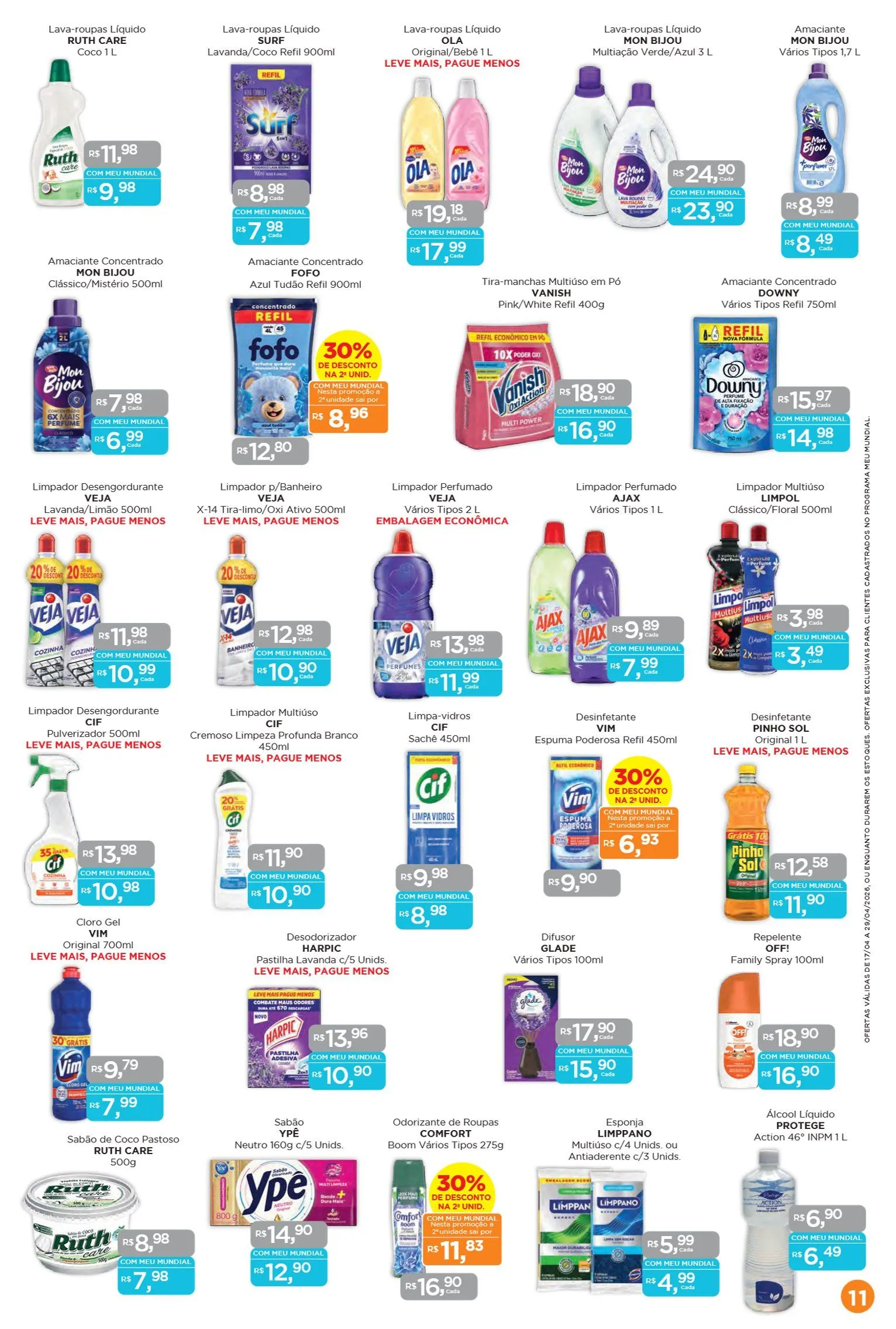 Encarte de Folhetos Supermercados Mundial 17 de abril até 29 de abril 2026 - Pagina 11