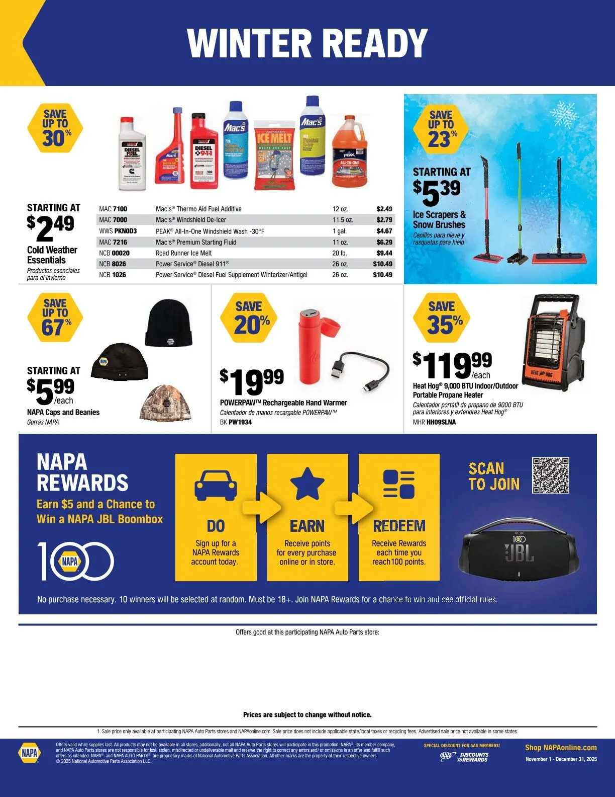 NAPA Auto Parts Sales from December 1 to December 31 2025 - flyer page 12