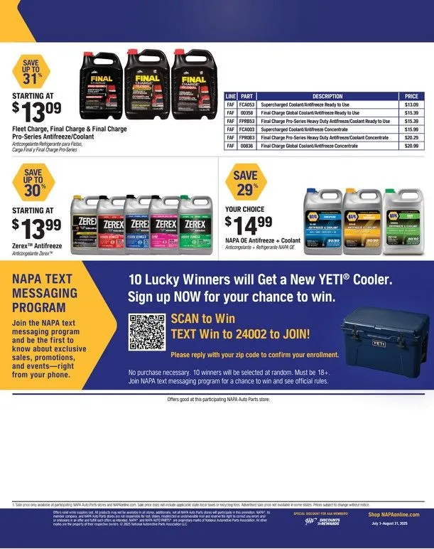 NAPA Auto Parts flyers from July 1 to August 31 2025 - flyer page 12