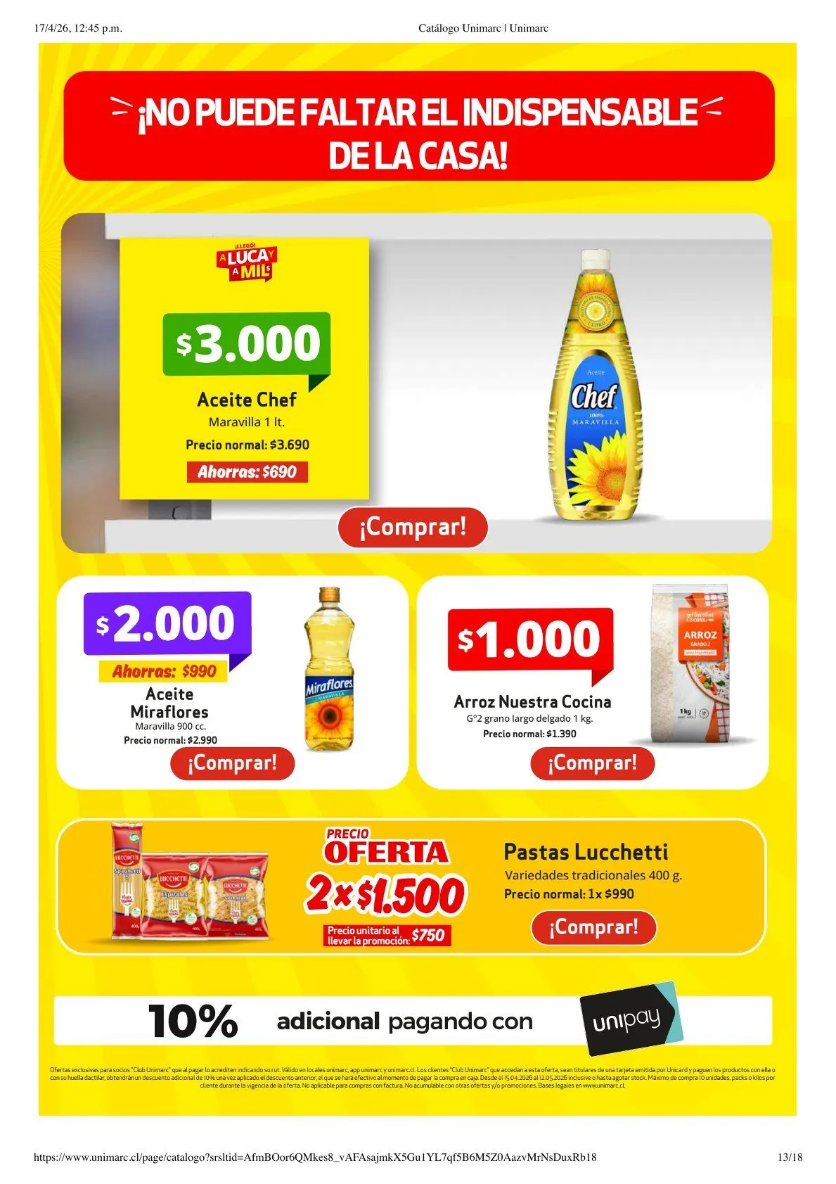 Catálogo de  Unimarc Ofertas 17 de abril al 20 de abril 2026 - Página 13