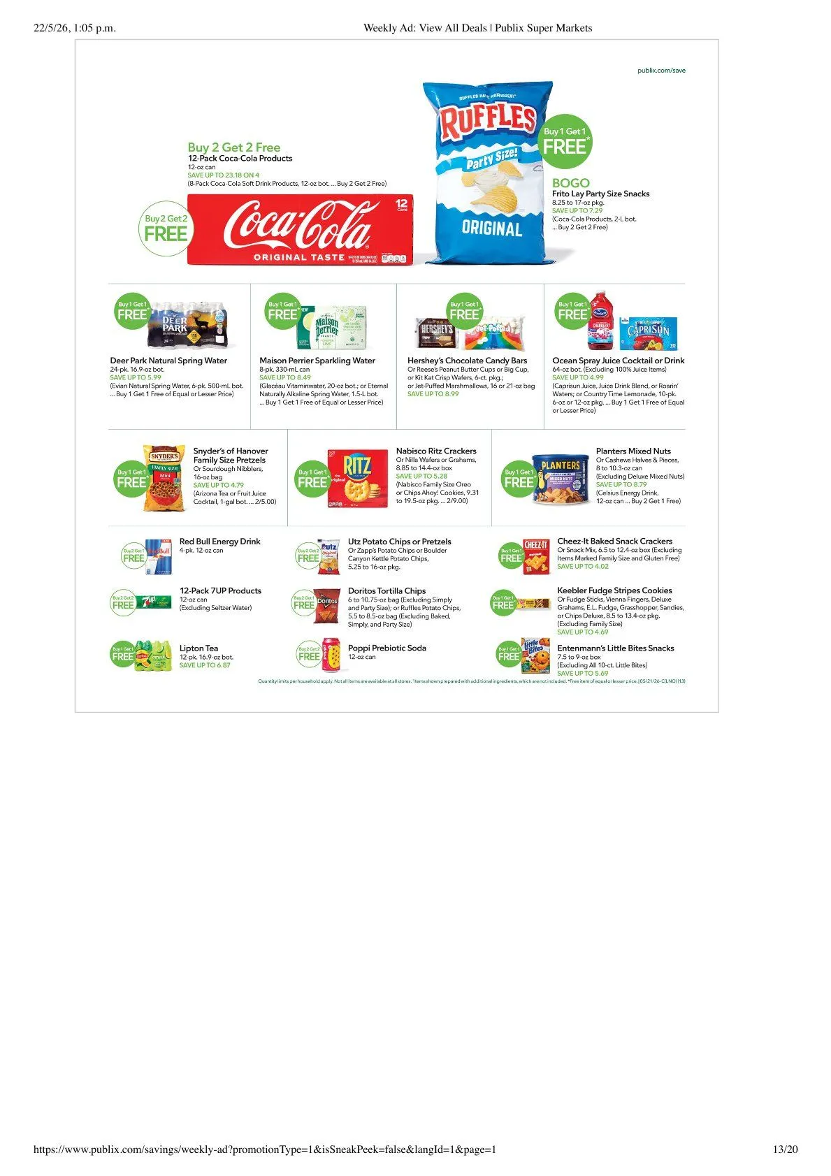 Weekly promotion Publix Sales spanning from May 20 to May 26 2026 - Page 13 for Catalogue 365