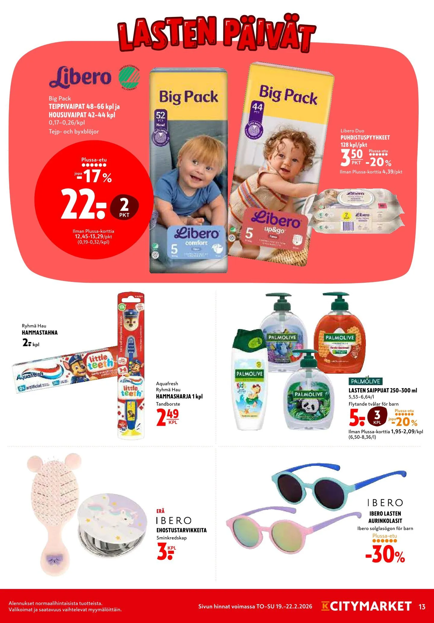 Kaupan K-Citymarket uusimmat tarjoukset voimassa alkaen 19. helmikuuta - 22. helmikuuta 2026 - Tarjouslehti sivu 13