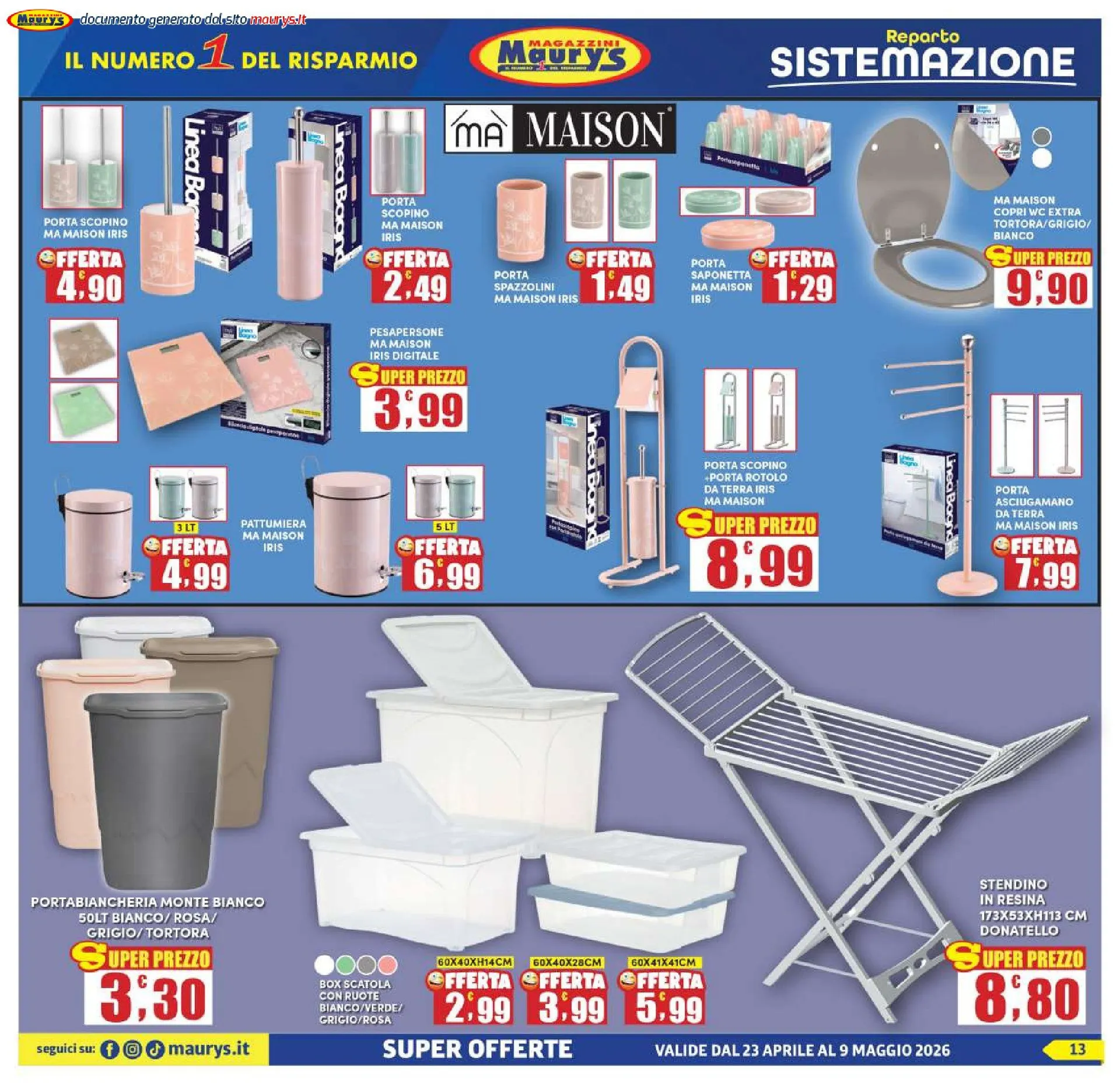 Maury Volantino da 23 aprile a 9 maggio di 2026 - Pagina del volantino 13