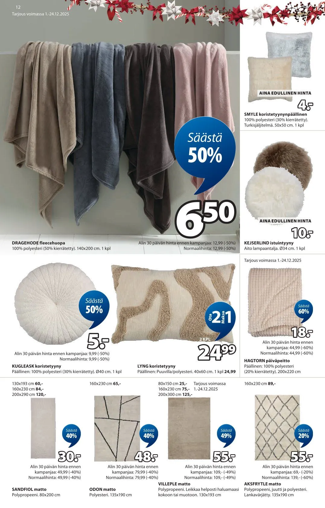 JYSK Tarjoukset voimassa alkaen 1. joulukuuta - 10. joulukuuta 2025 - Tarjouslehti sivu 12