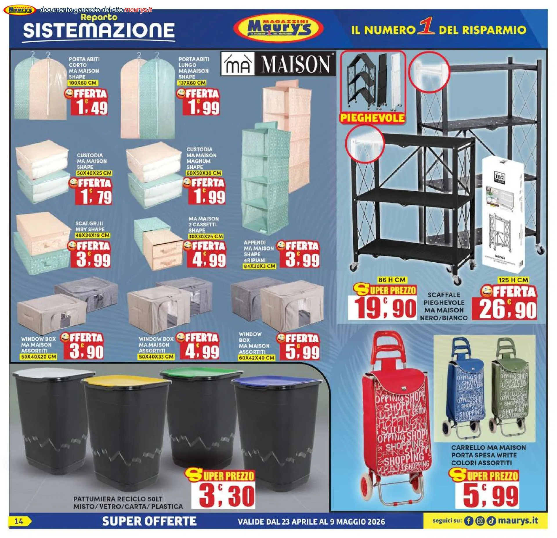 Maury Volantino da 23 aprile a 9 maggio di 2026 - Pagina del volantino 14