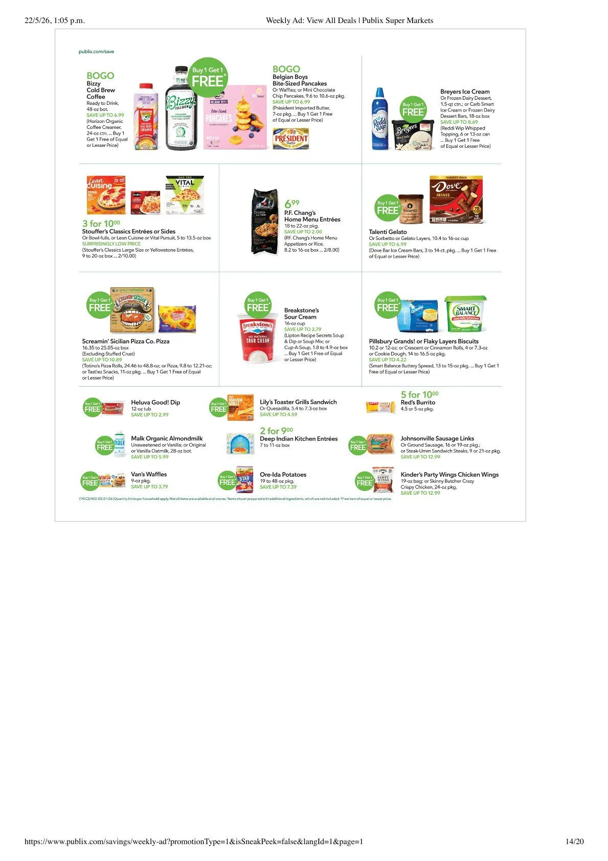 Weekly promotion Publix Sales spanning from May 20 to May 26 2026 - Page 14 for Catalogue 365