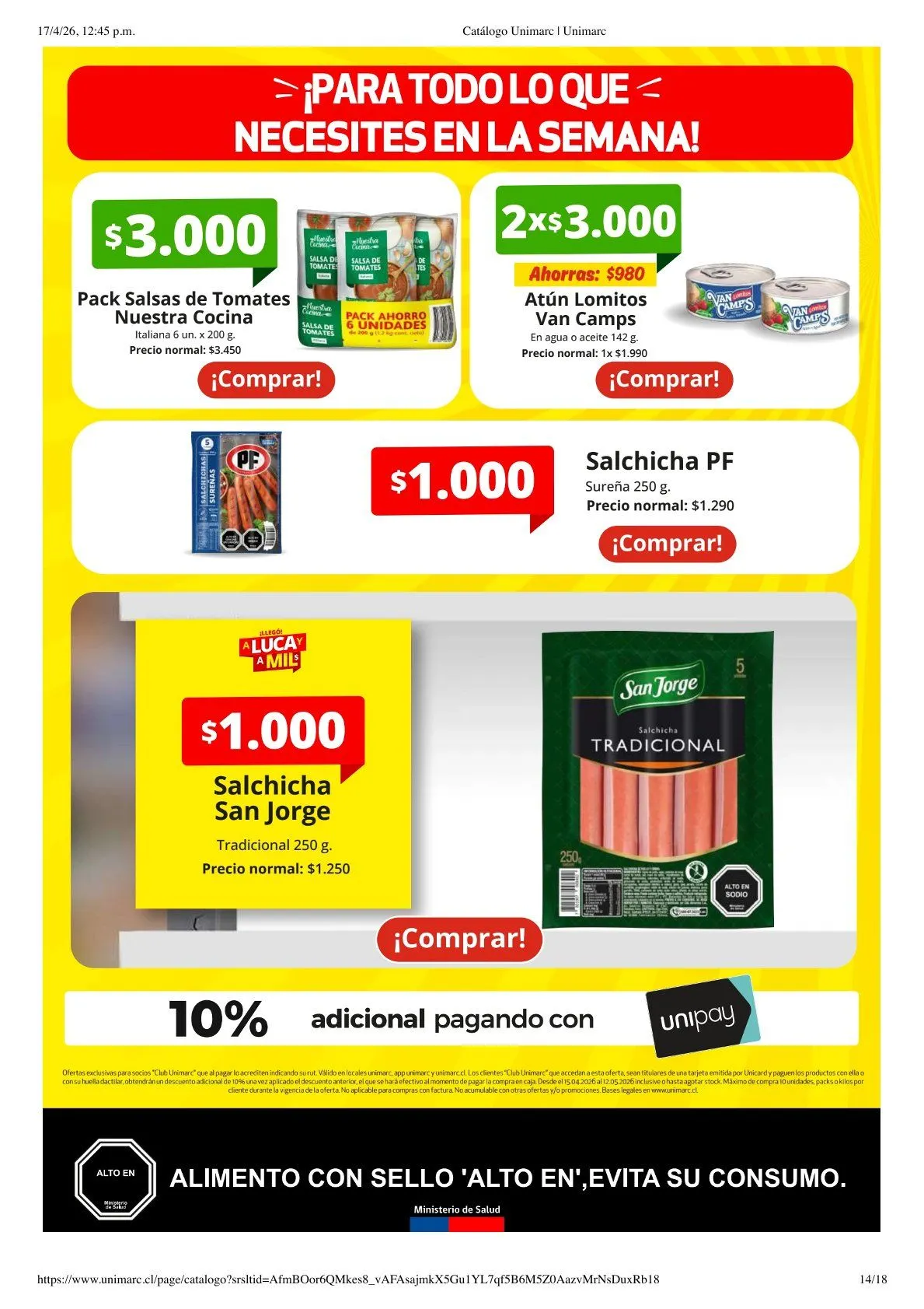 Catálogo de  Unimarc Ofertas 17 de abril al 20 de abril 2026 - Página 14