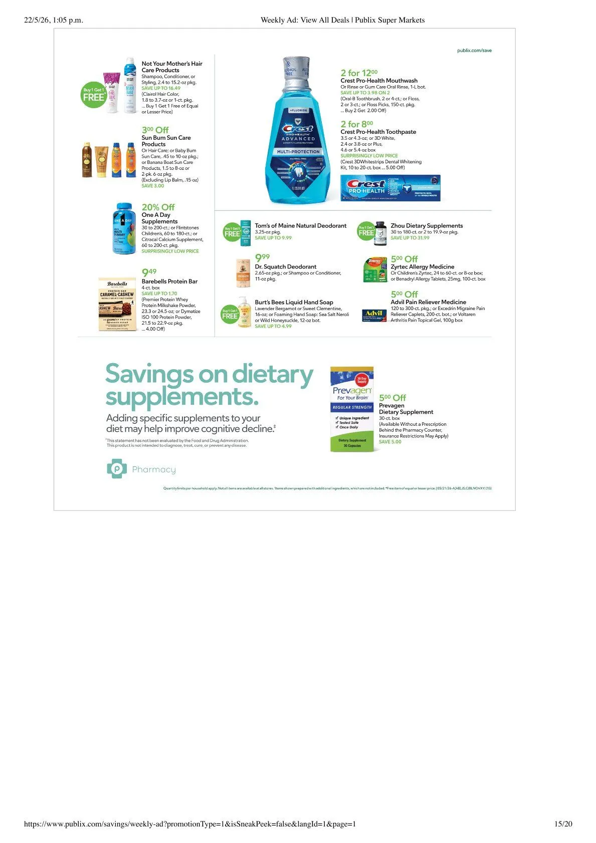Weekly promotion Publix Sales spanning from May 20 to May 26 2026 - Page 15 for Catalogue 365