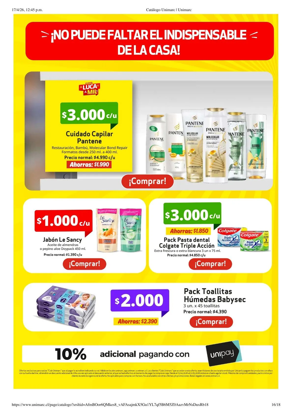 Catálogo de  Unimarc Ofertas 17 de abril al 20 de abril 2026 - Página 16