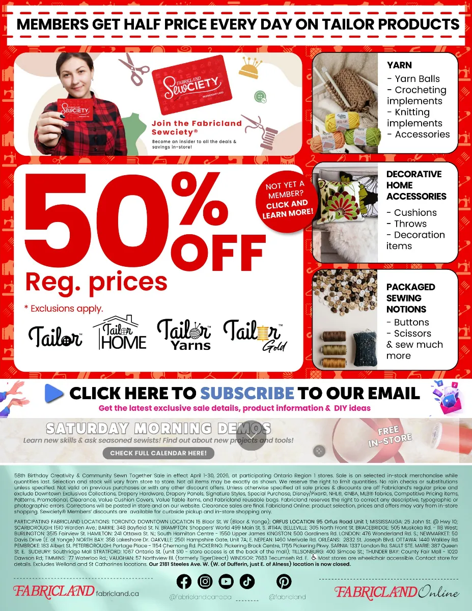 Fabricland Sales from April 1 to April 30 2026 - flyer page 16