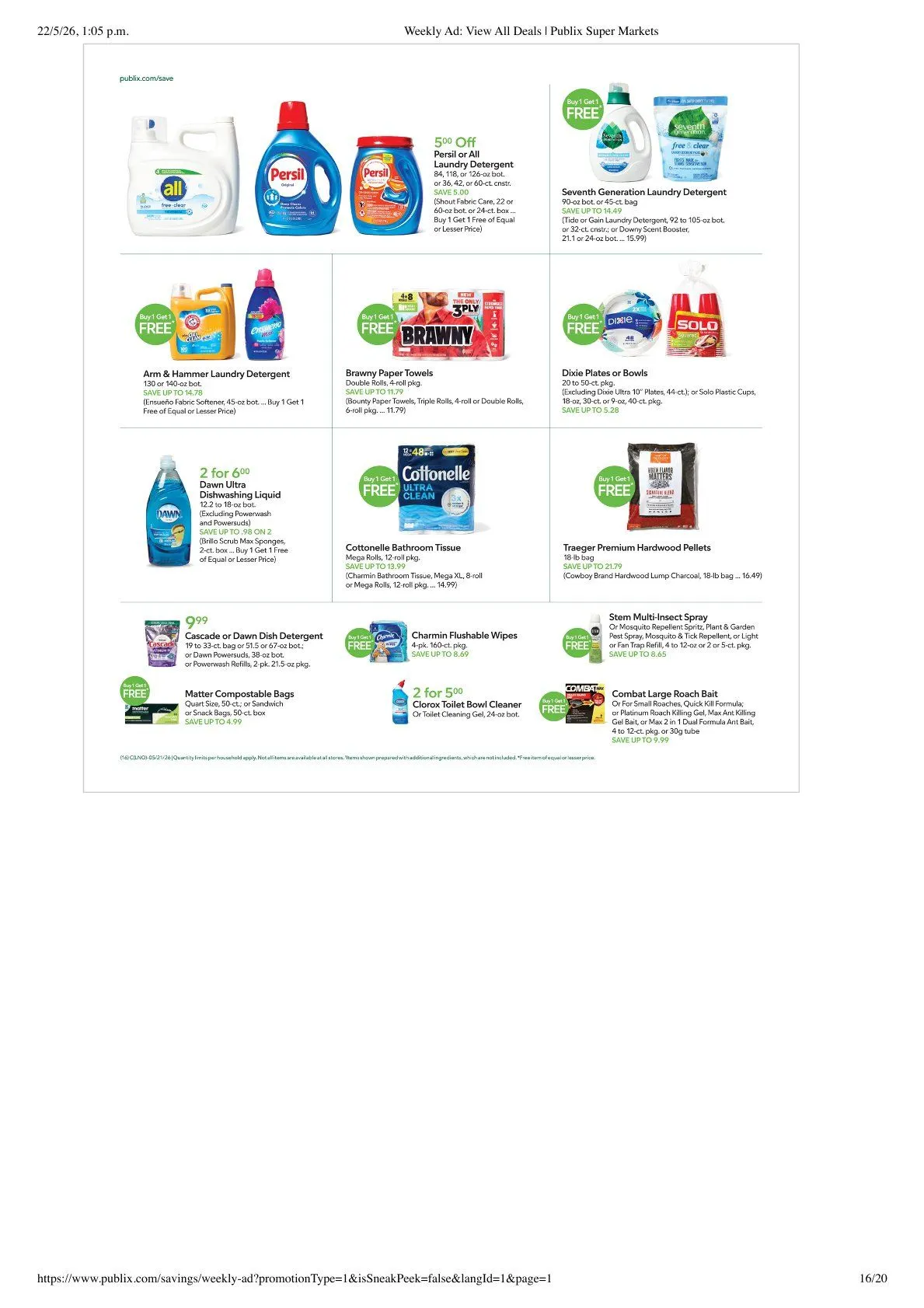 Weekly promotion Publix Sales spanning from May 20 to May 26 2026 - Page 16 for Catalogue 365