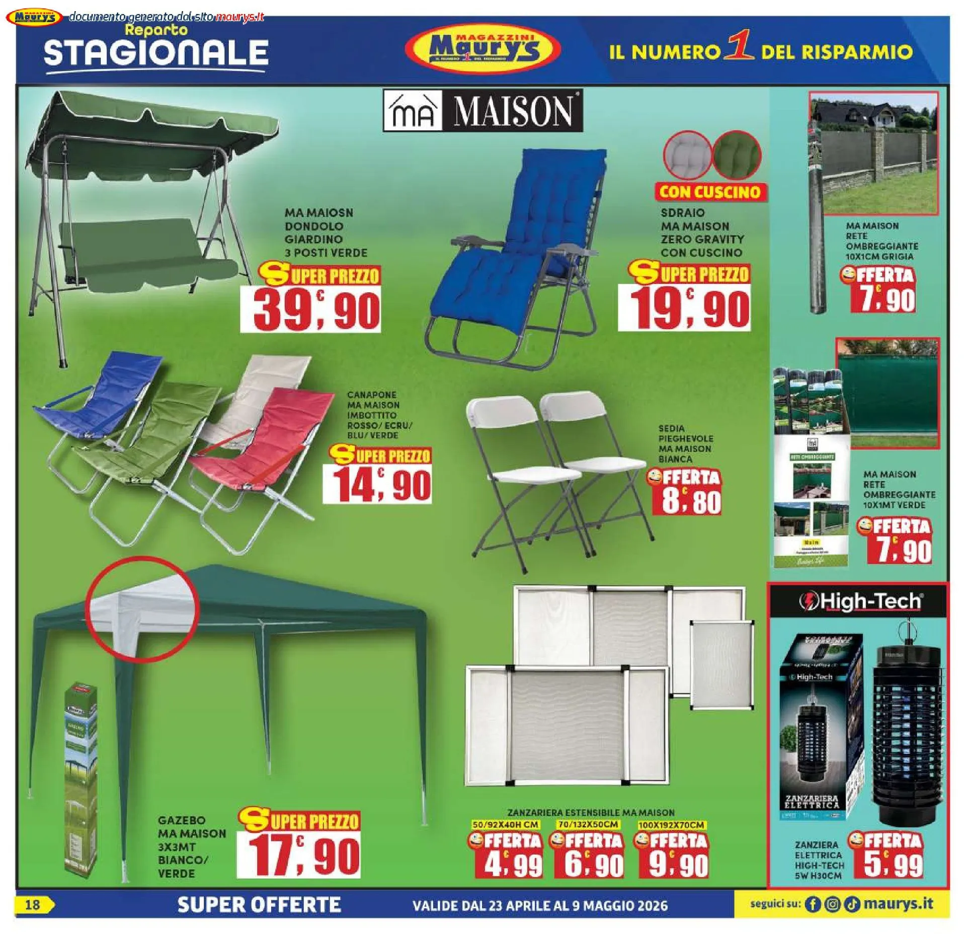 Maury Volantino da 23 aprile a 9 maggio di 2026 - Pagina del volantino 18