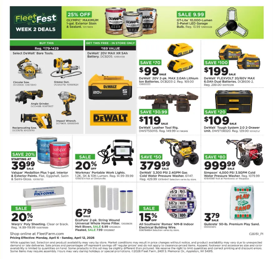 Weekly promotion Fleet Farm Sales spanning from April 6 to April 12 2026 - Page 19 for Catalogue 365