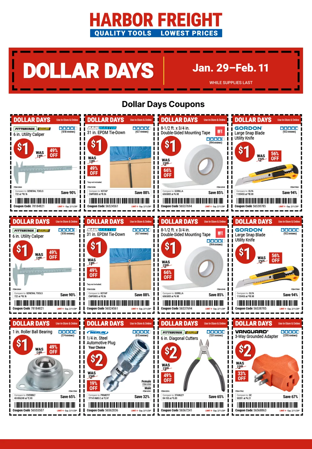 Dollar Days! - January 29 February 11 2026