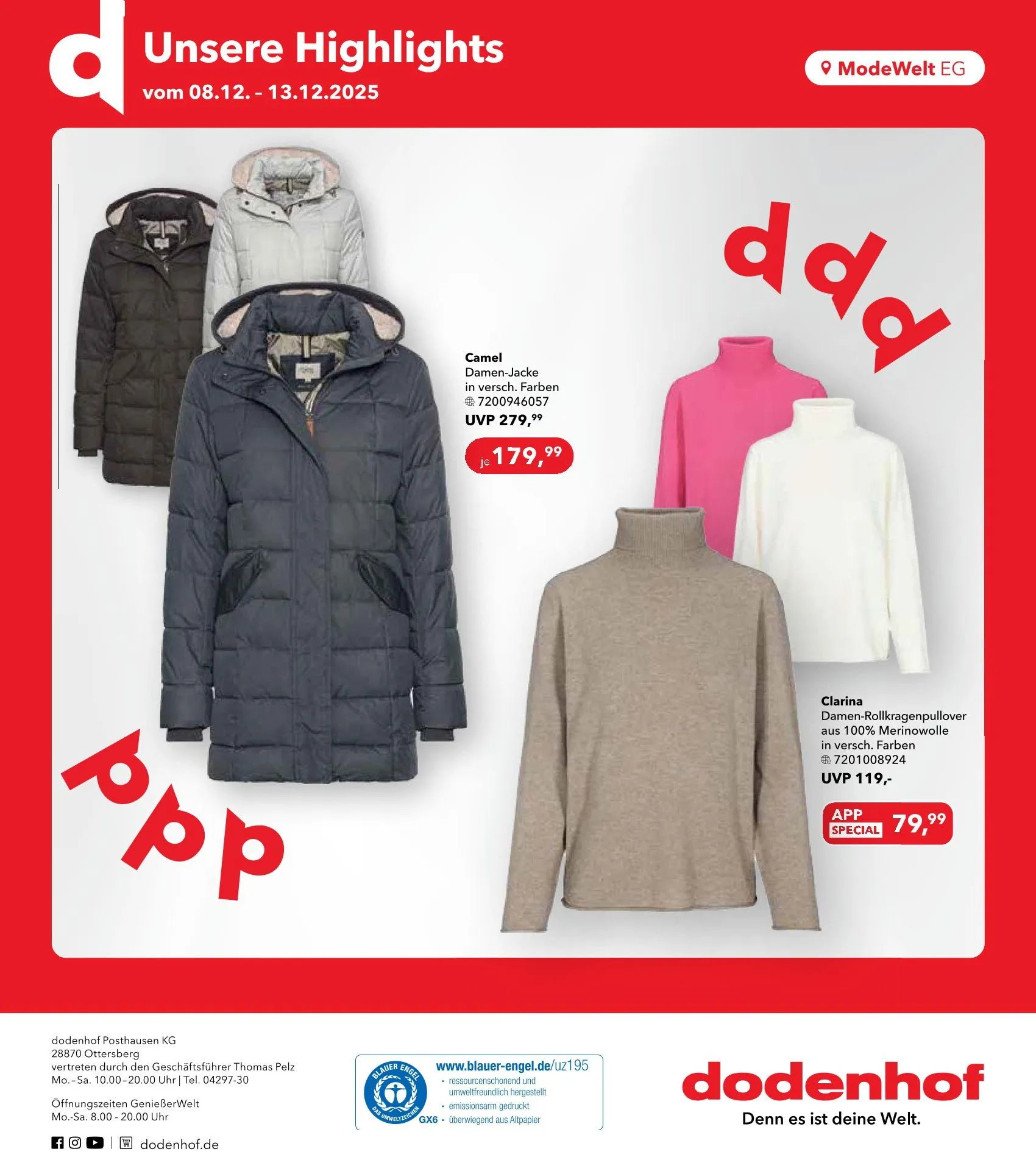 Dodenhof Angebote von 8. Dezember bis 13. Dezember 2025 - Prospekt seite 20