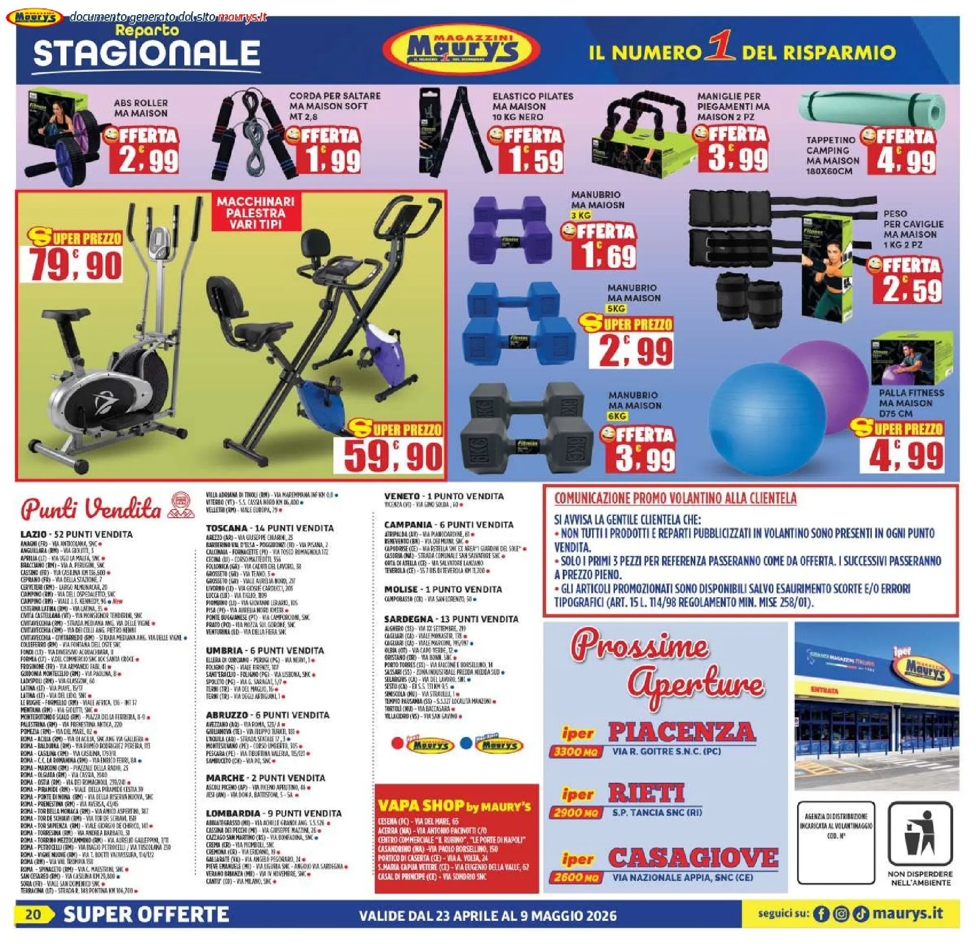 Maury Volantino da 23 aprile a 9 maggio di 2026 - Pagina del volantino 20