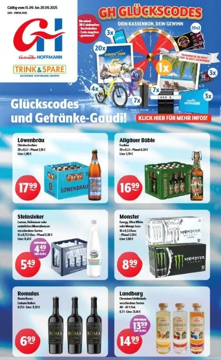 Trink und Spare Prospekte von 15. September bis 20. September 2025 - Prospekt seite 1