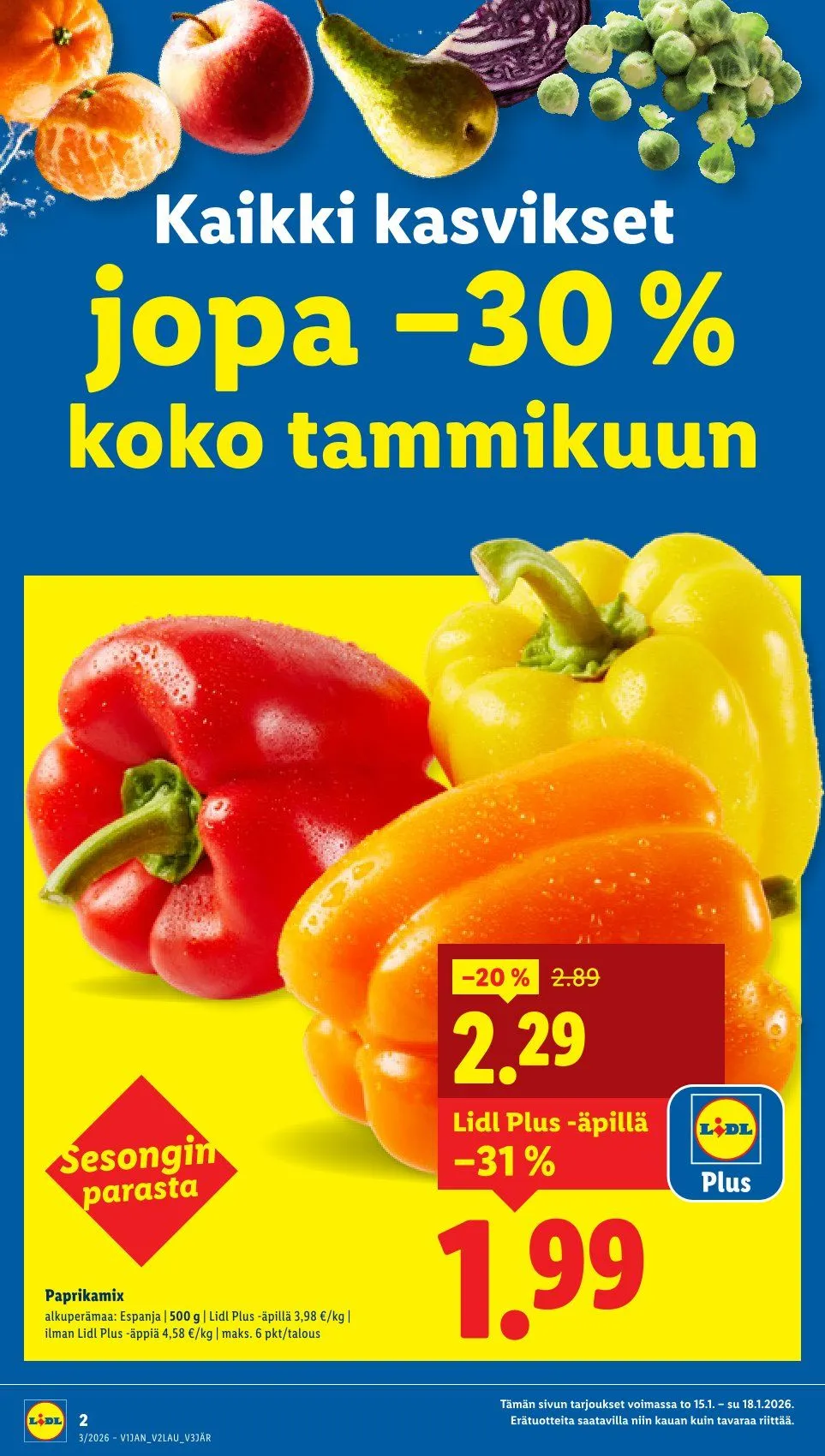 Lidl Kaupan Tarjoukset voimassa alkaen 15. tammikuuta - 18. tammikuuta 2026 - Tarjouslehti sivu 2