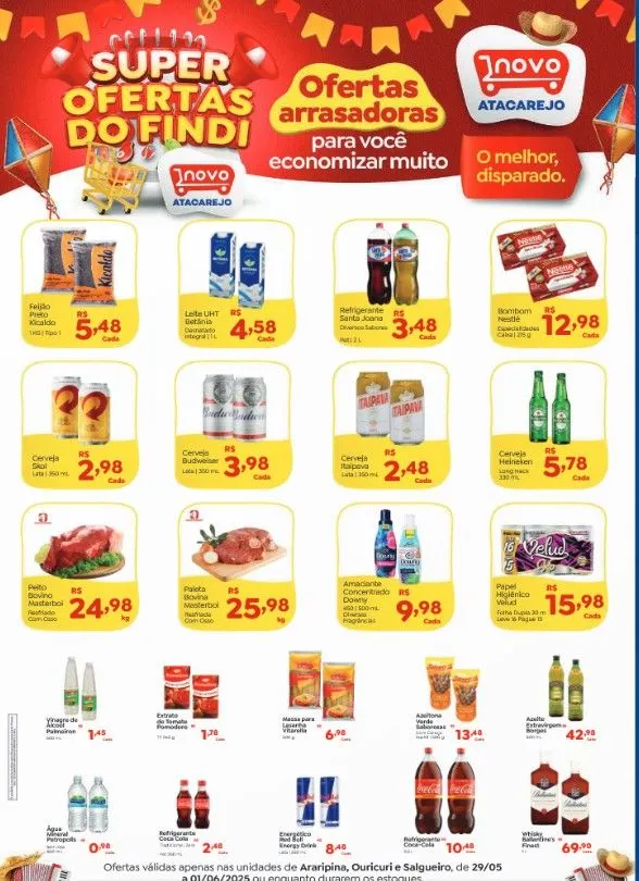Encarte de Novo Atacarejo Folhetos 29 de maio até 1 de junho 2025 - Pagina 1