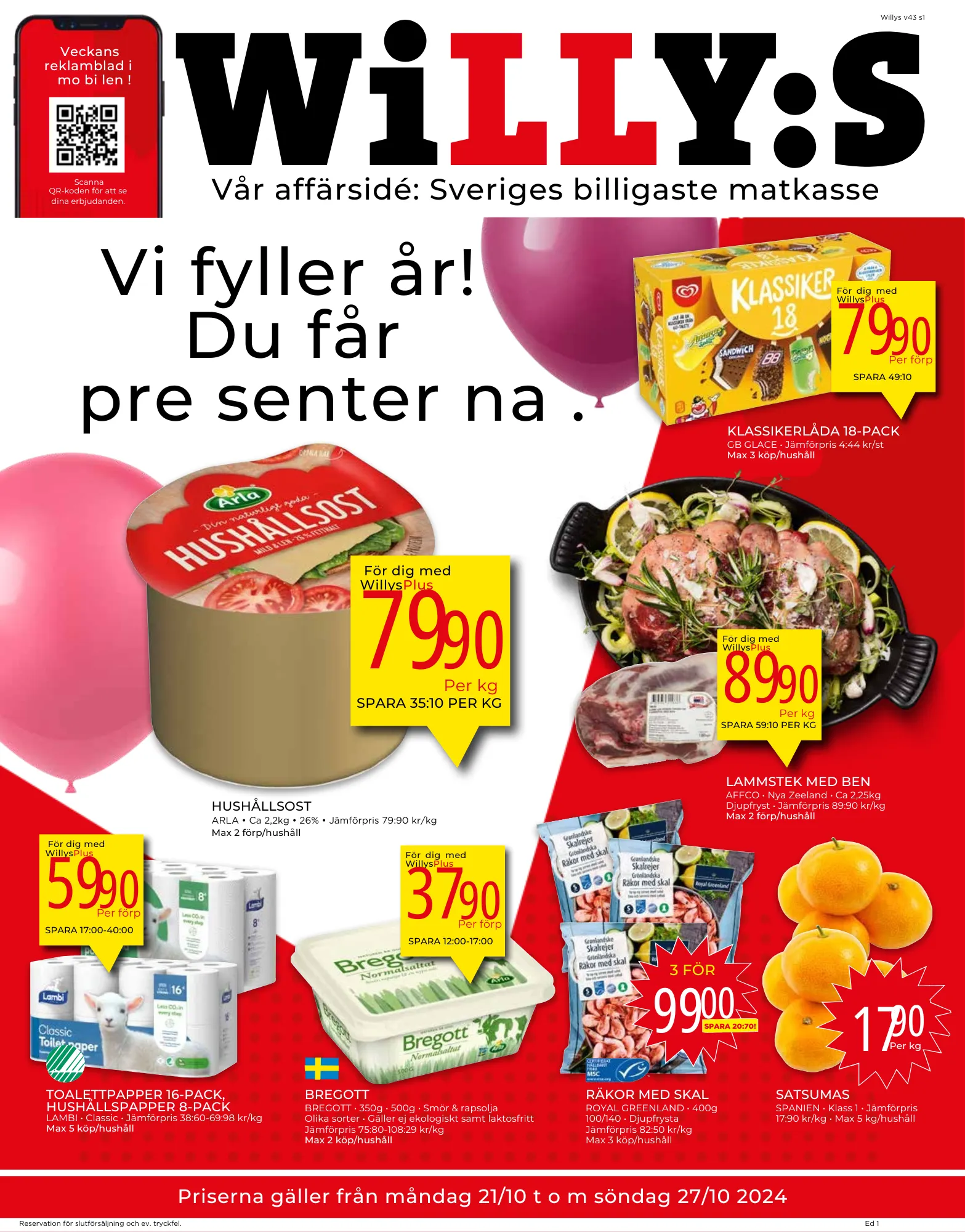 Willyss specialerbjudanden från 21 oktober till 27 oktober 2024 - Reklamblad sidor 1