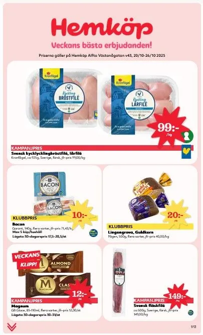 Hemköp erbjudanden från 20 oktober till 26 oktober 2025 - Reklamblad sidor 1