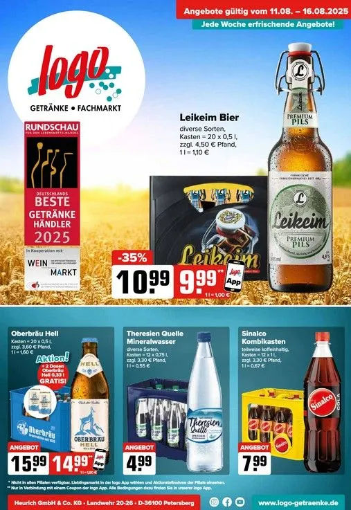 Logo Getränkemarkt Prospekte von 11. August bis 18. August 2025 - Prospekt seite