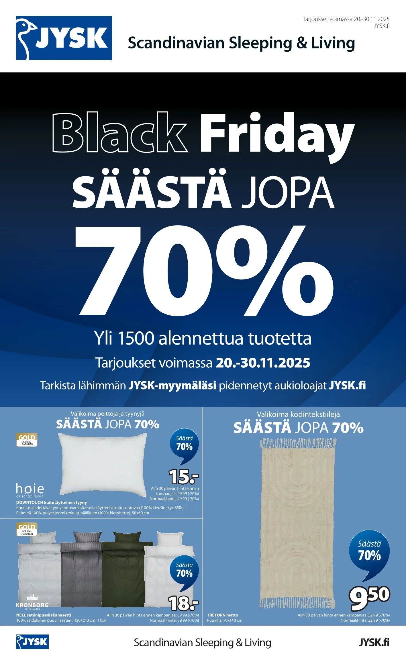 JYSK Black Friday Tarjoukset voimassa alkaen 20. marraskuuta - 30. marraskuuta 2025 - Tarjouslehti sivu 