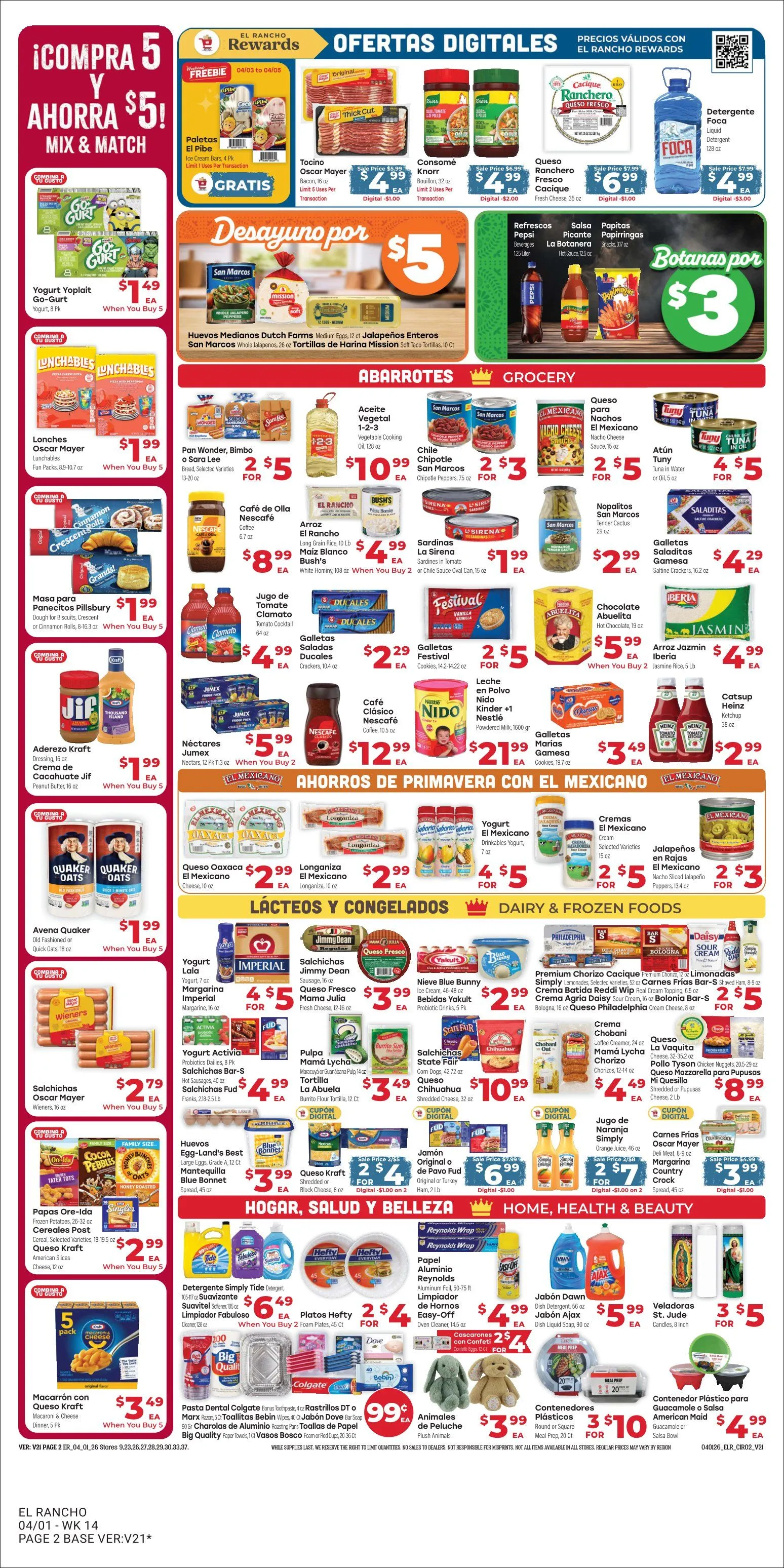 Weekly promotion El Rancho Sales spanning from April 1 to April 7 2026 - Page 2 for Catalogue 365