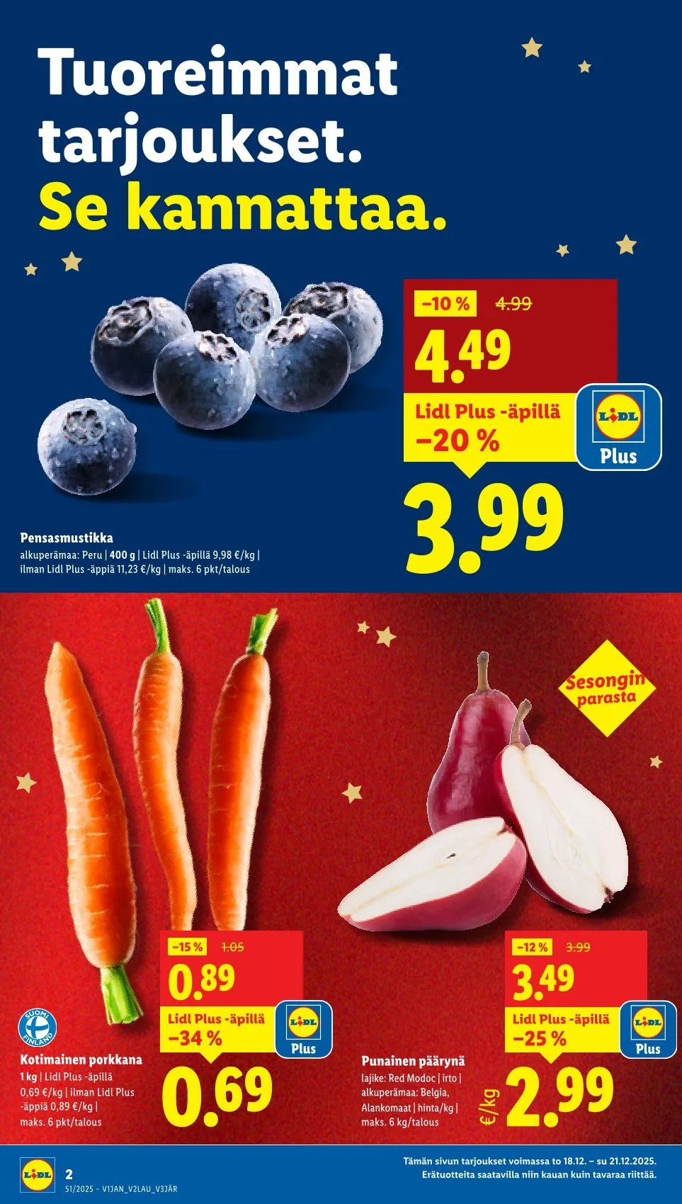 Lidl voimassa alkaen 18. joulukuuta - 21. joulukuuta 2025 - Tarjouslehti sivu 2