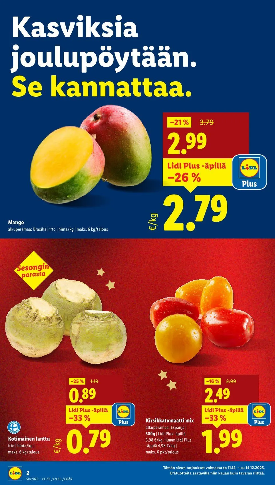 Lidl uusimmat tarjoukset voimassa alkaen 11. joulukuuta - 17. joulukuuta 2025 - Tarjouslehti sivu 2