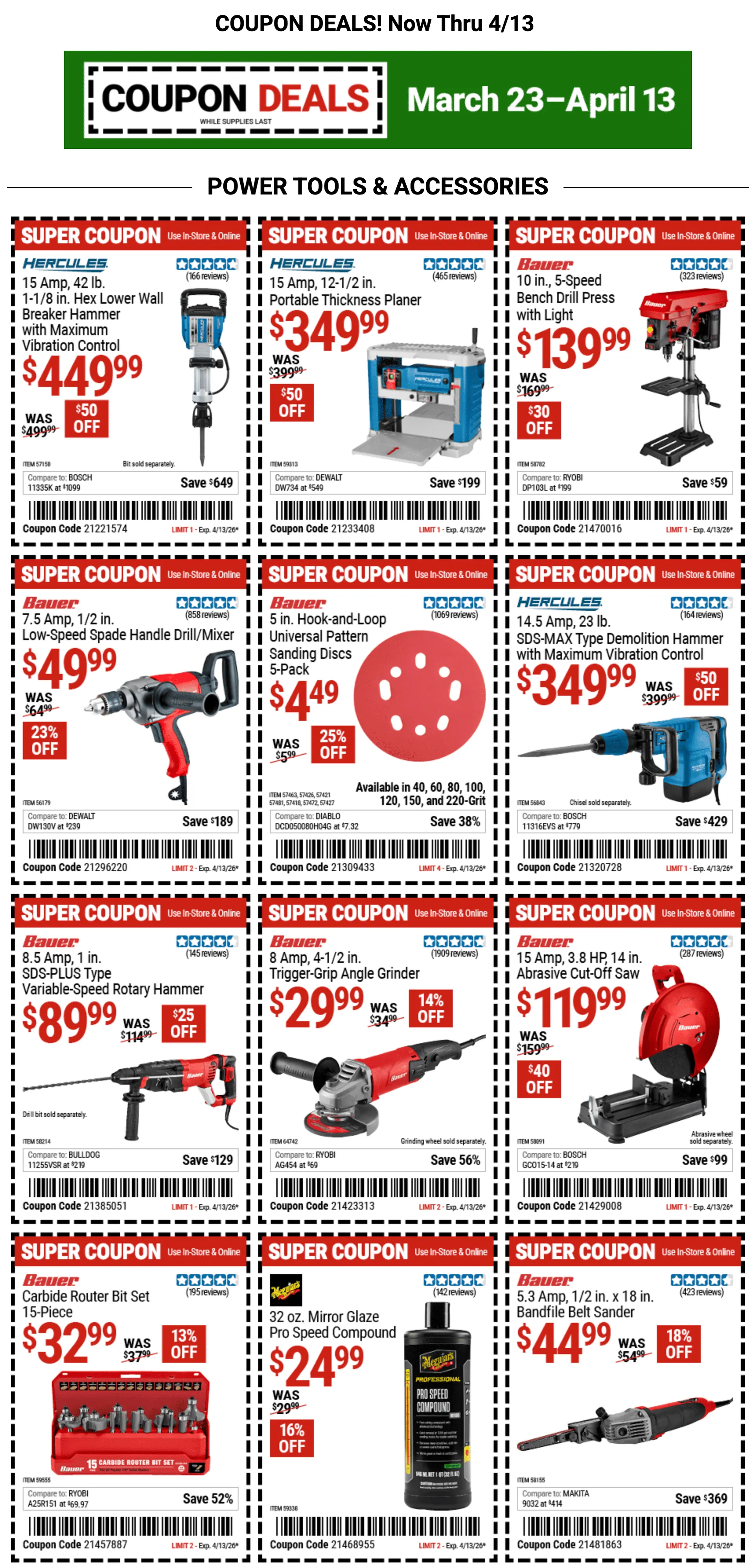 Weekly ad Coupons Harbor Freight from March 23 to April 13 2026 - Page 1
