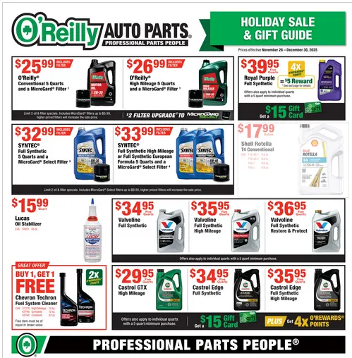 Weekly promotion O'Reilly Auto Parts Sales spanning from November 26 to December 2 2025 - Page 2 for Catalogue 365