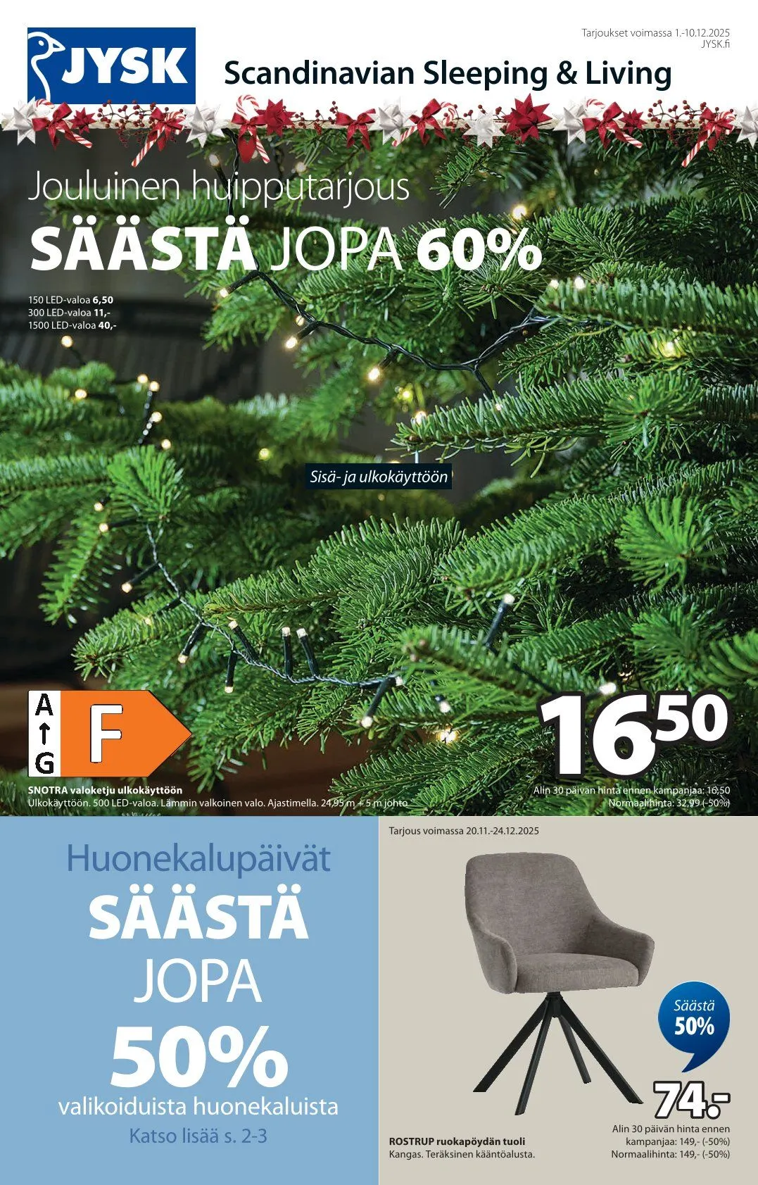 JYSK Tarjoukset voimassa alkaen 1. joulukuuta - 10. joulukuuta 2025 - Tarjouslehti sivu 