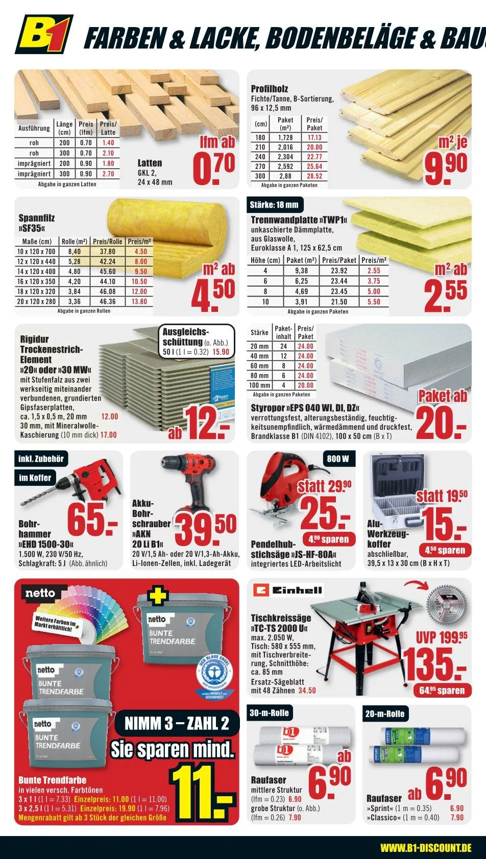 B1 Discount Baumarkt Sales von 24. Januar bis 30. Januar 2026 - Prospekt seite 2