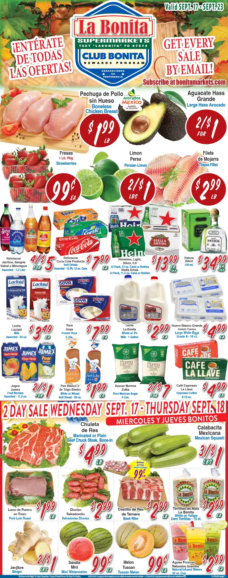 Weekly ad La Bonita Supermarkets Sales from September 17 to September 23 2025 - Page 1
