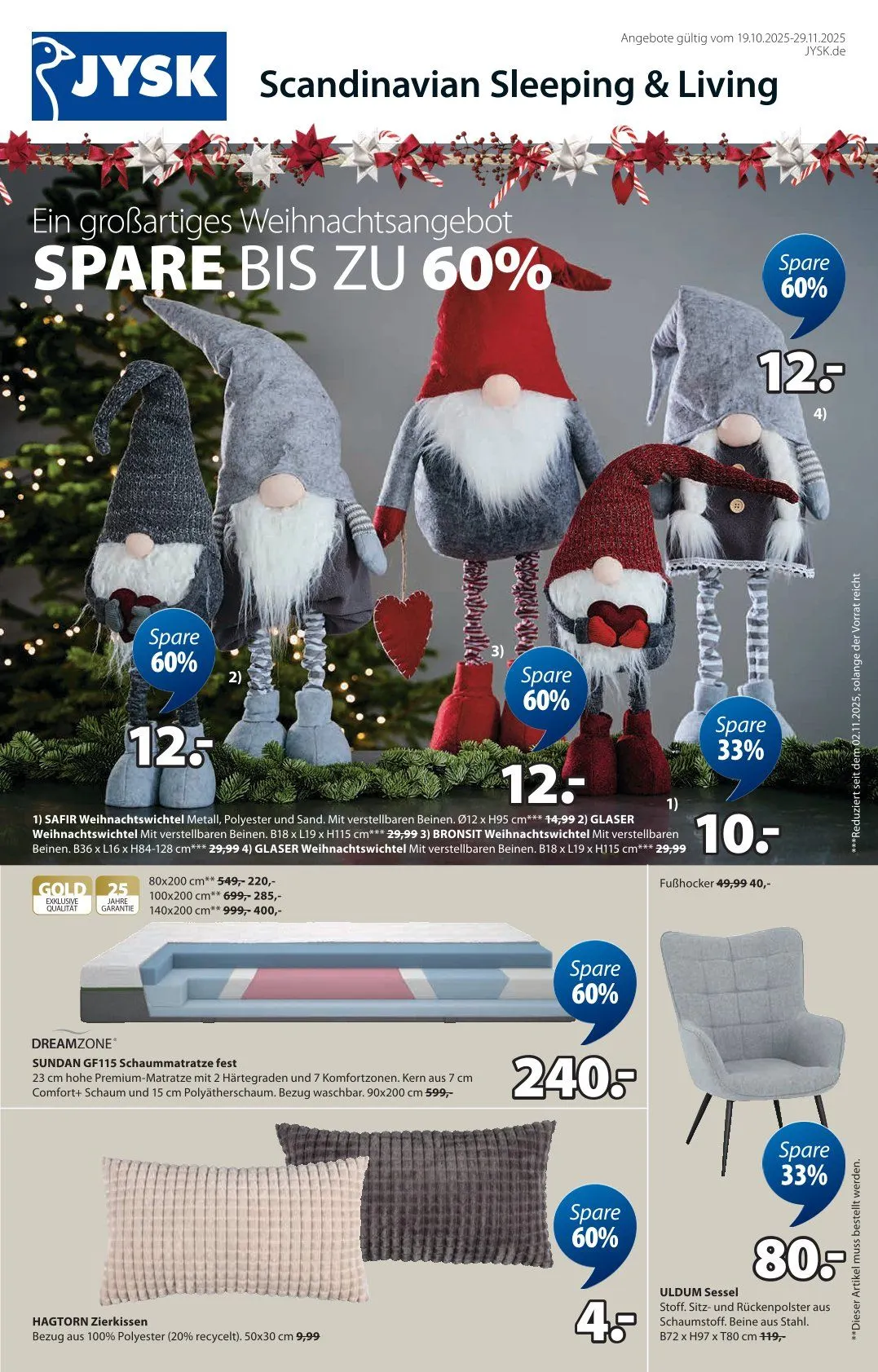 JYSK Angebote von 19. Oktober bis 29. November 2025 - Prospekt seite 1