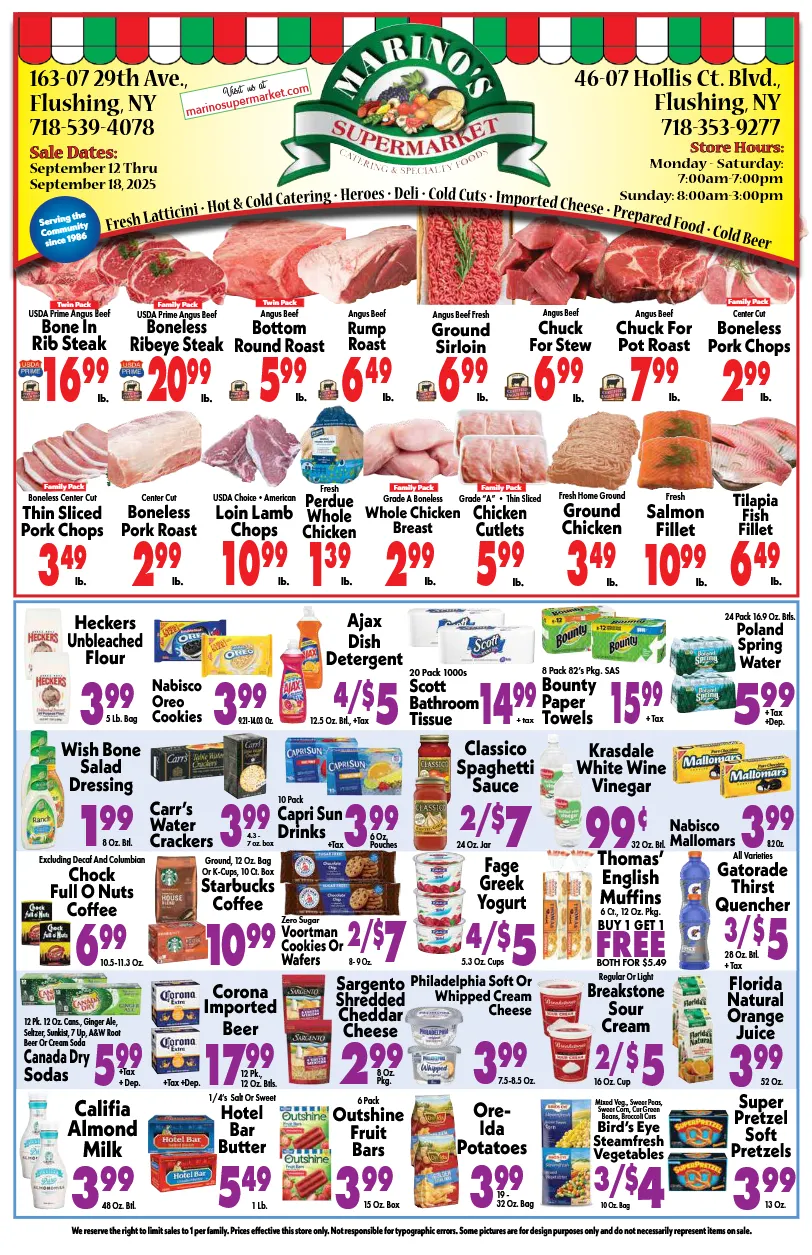 Weekly ad Marino's Supermarket Sales from September 12 to September 19 2025 - Page 1