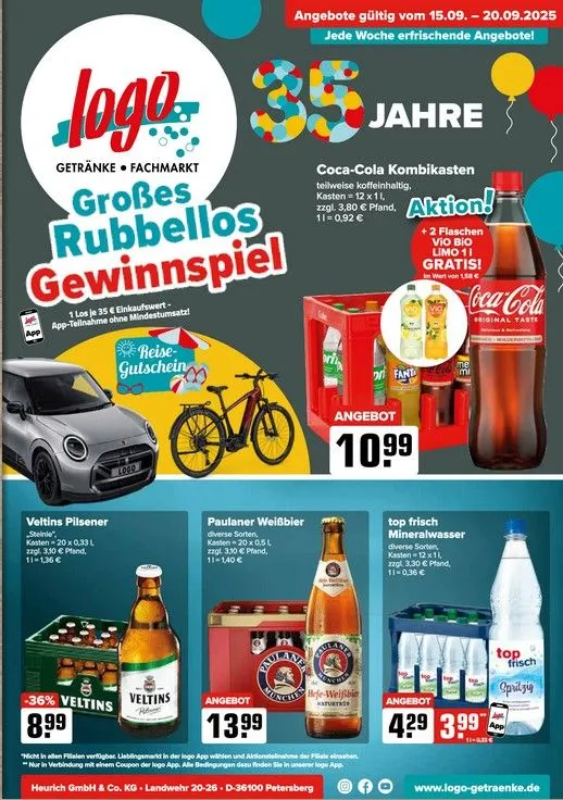 Logo Getränkemarkt Prospekte von 15. September bis 20. September 2025 - Prospekt seite 1