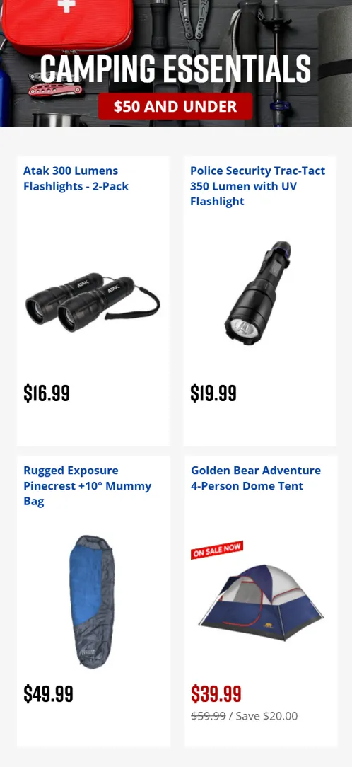 Weekly ad Camping Essentials from April 9 to April 17 2025 - Page 1