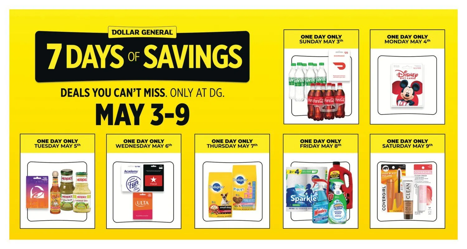 Weekly promotion Dollar General Sales spanning from May 3 to May 9 2026 - Page 2 for Catalogue 365
