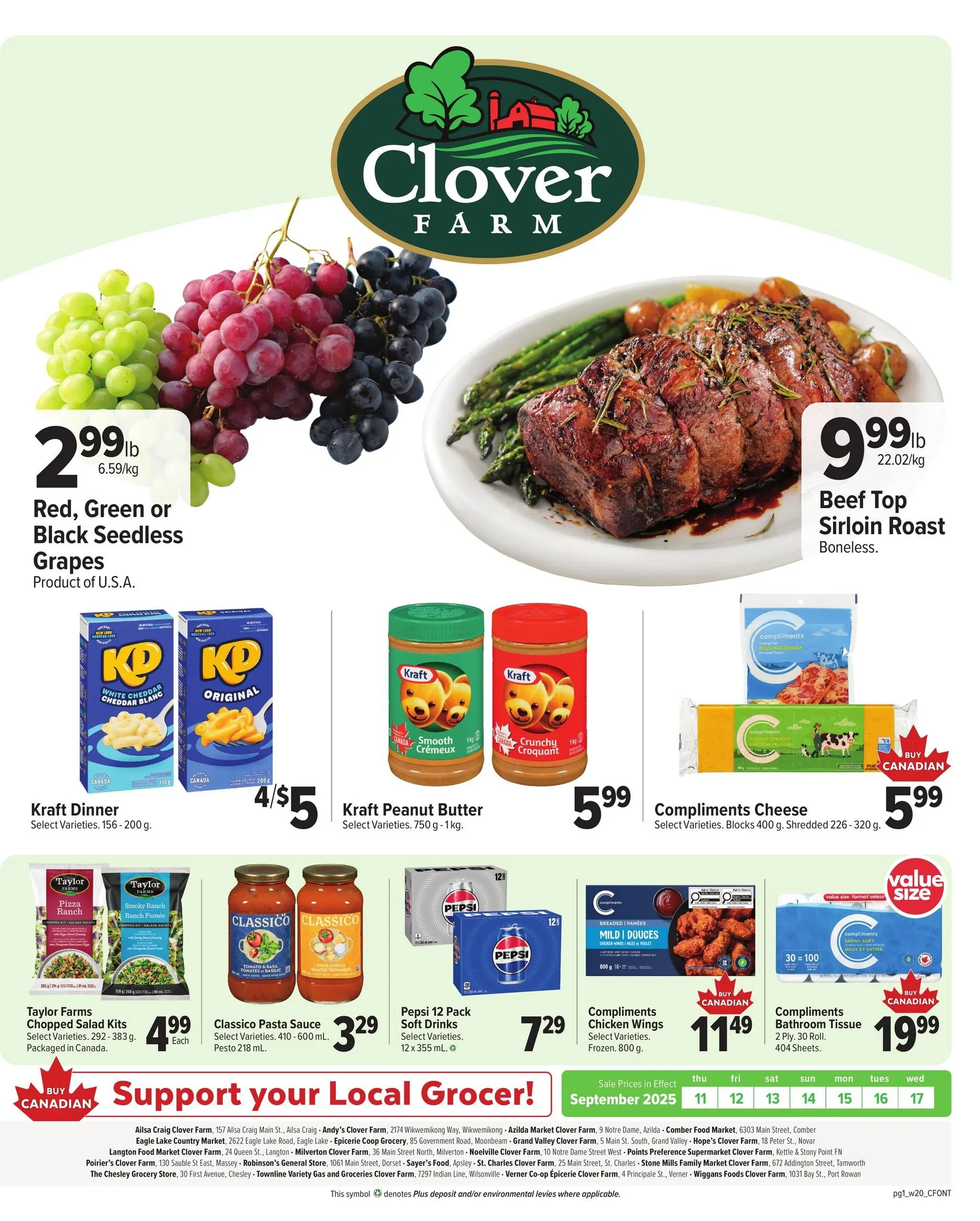 Clover Farm Sales from September 11 to September 17 2025 - flyer page 1