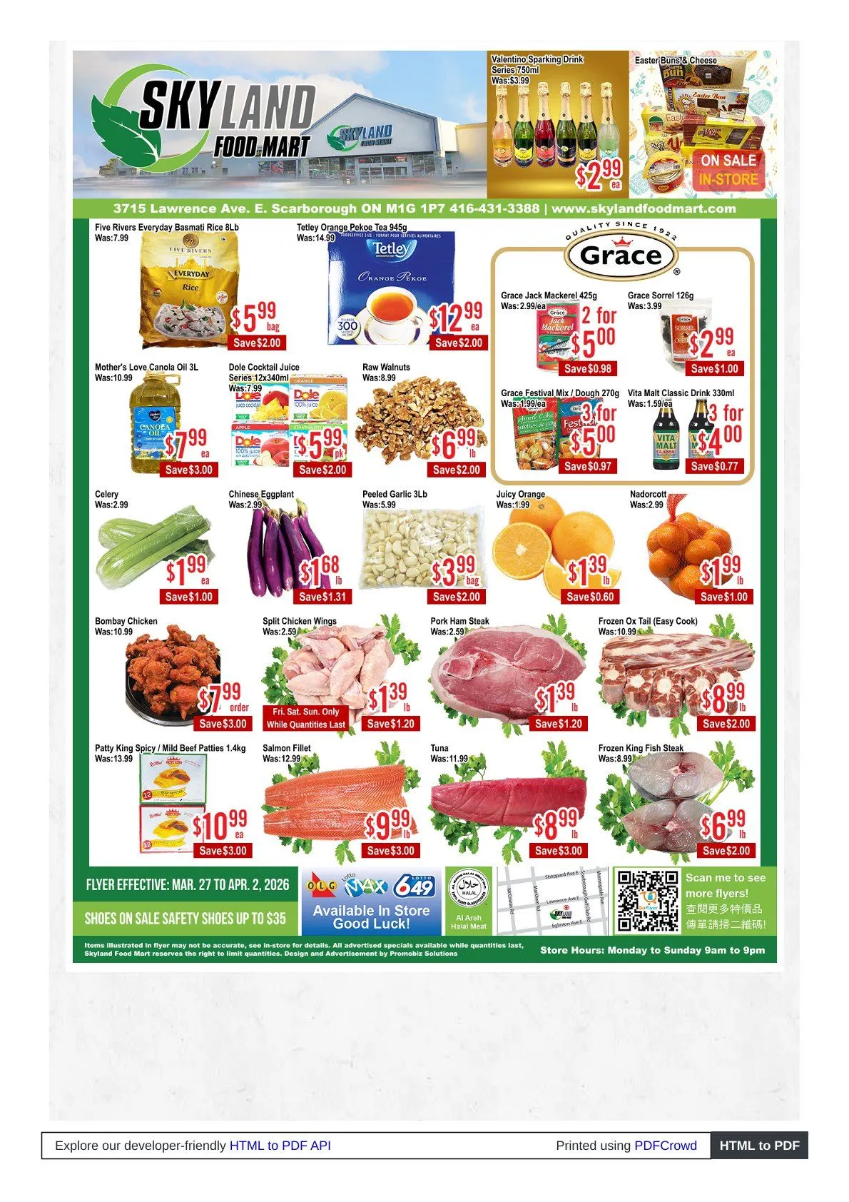 Skyland Foodmart weekly ads from March 27 to April 2 2026 - flyer page 1