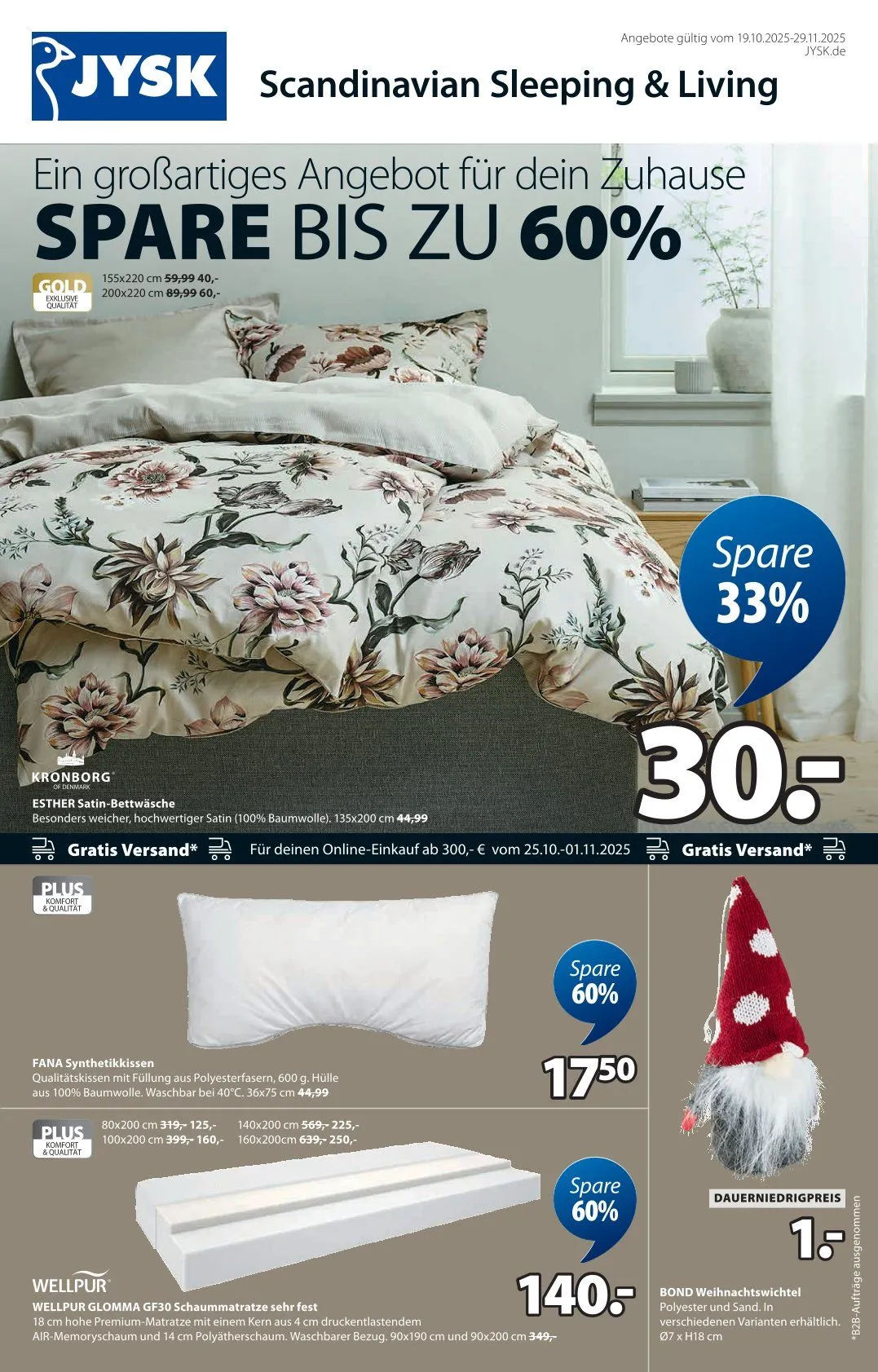 JYSK  Angebote von 19. Oktober bis 29. November 2025 - Prospekt seite 1