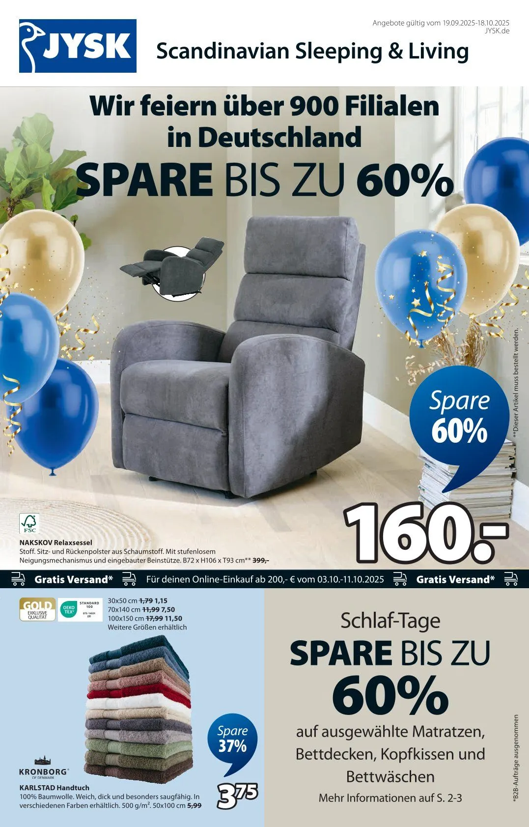 JYSK Prospekte von 19. September bis 18. Oktober 2025 - Prospekt seite 1