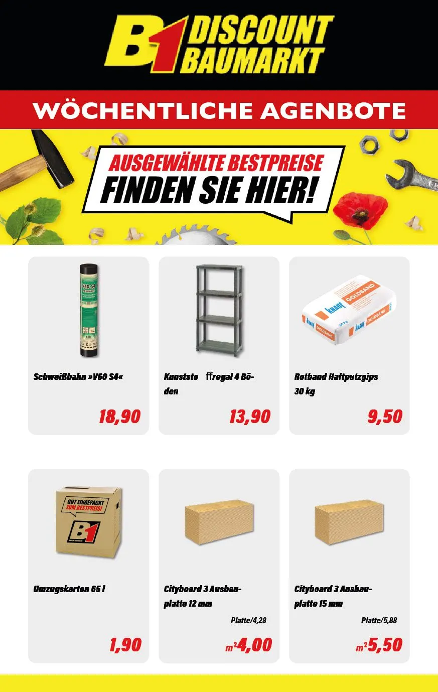 B1 Discount Baumarkt Prospekte von 25. April bis 9. Mai 2025 - Prospekt seite 1