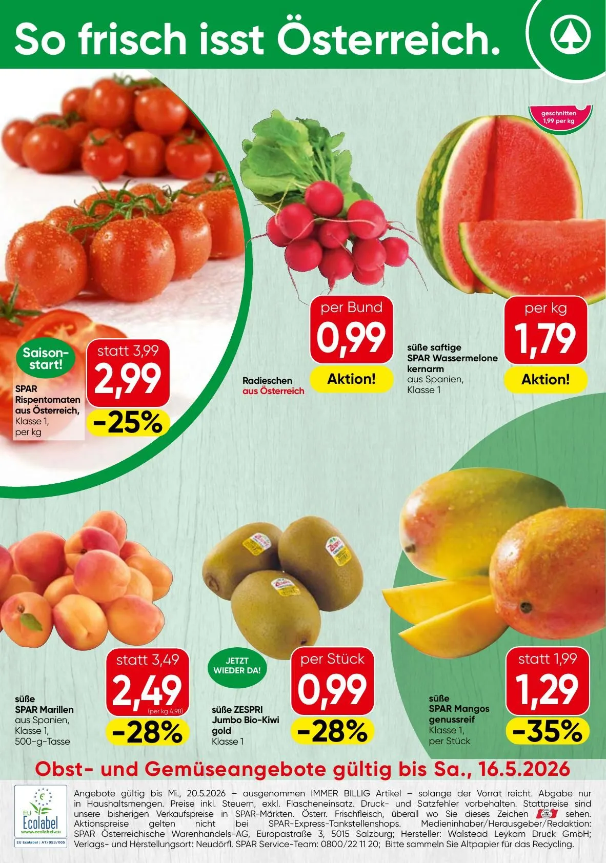 SPAR Prospekte  von 15. Mai bis 16. Mai 2026 - Flugblätt seite  1