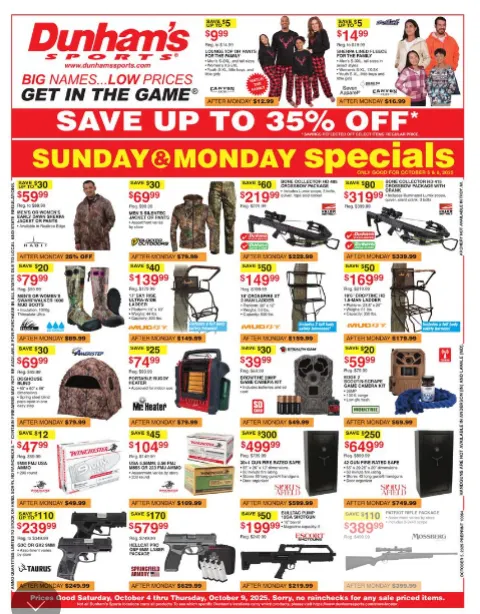 Weekly ad Dunham's Sports Sales from October 4 to October 9 2025 - Page 1