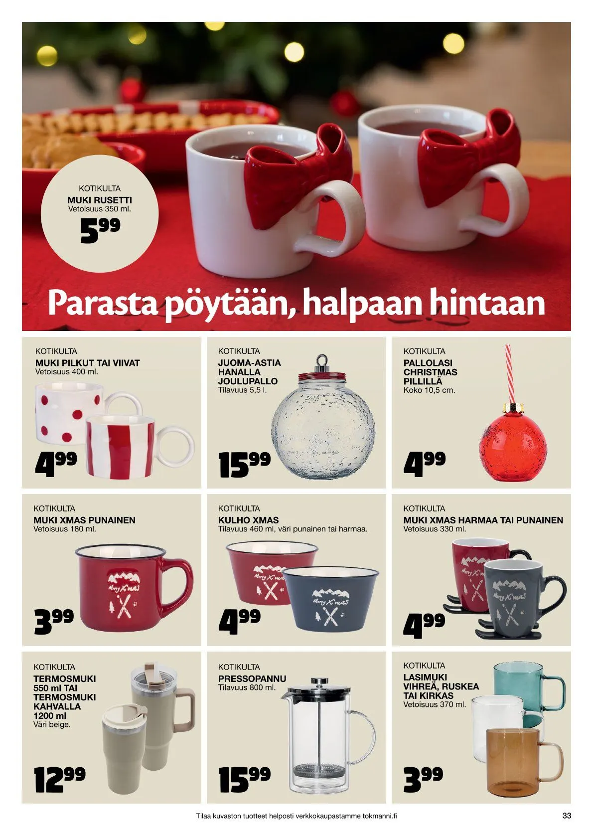  Tokmanni Tarjoukset voimassa alkaen 28. marraskuuta - 24. joulukuuta 2025 - Tarjouslehti sivu 33