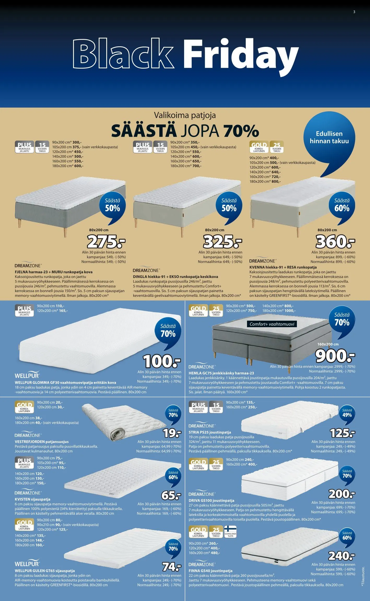 JYSK Black Friday Tarjoukset voimassa alkaen 20. marraskuuta - 30. marraskuuta 2025 - Tarjouslehti sivu 3